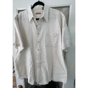 Men's Jos. A Bank Joe's Casual Linen Short Sleeve Button Down Shirt Beige XL